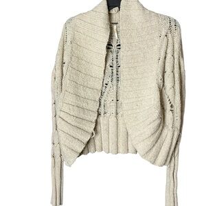 Free People Cream Textured Knit Shrug